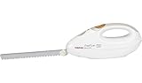 Tefal 8523.31 Elektrisches Messer | 100 Watt | Edelstahlkling | geeignet für Tiefkühl-Gut | weiß/greige