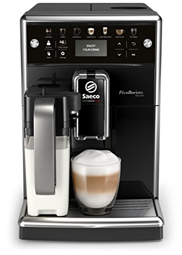 Saeco PicoBaristo Deluxe SM5570/10 Kaffeevollautomat, 12 Kaffeespezialitäten (integriertes Milchsystem, LED Display) Schwarz