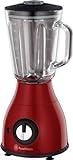 Russell Hobbs Essentials Standmixer (600 Watt, 1,5L Glasbehälter, 2 Geschwindigkeitsstufen), Schwarz, Rot, Transparent, 17956-56