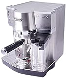 De'Longhi EC 860.M Espresso-Siebträgermaschine, Espressomaschine mit Milchystem für cremigen Cappuccino und Latte Machiato auf Knopfdruck, 1 Liter Wassertank, Vollmetallgehäuse, Silber