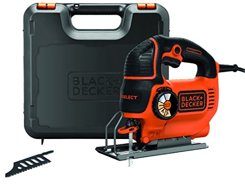 Black+Decker Stichsäge (620W, mit AutoSelect, max. 90 mm Schnitttiefe, Softgriff, Sight-Linie, Schutzbügel, Sägeblasfunktion, inkl. Geradschnitt- und Holzsägeblatt) KS901SEK