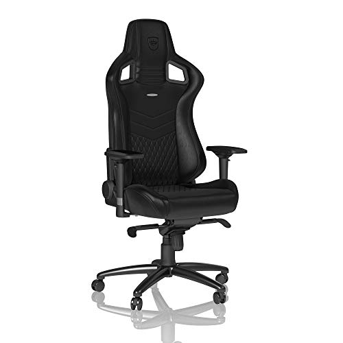 noblechairs Epic Gaming Stuhl - Bürostuhl - Schreibtischstuhl - Echtleder - Inklusive Kissen - Schwarz